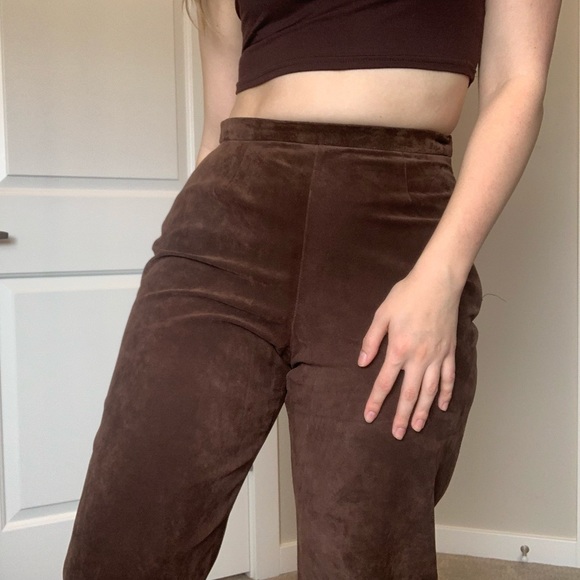 Vintage Genuine Suede Stitch Detail Pants - Picture 3 of 15